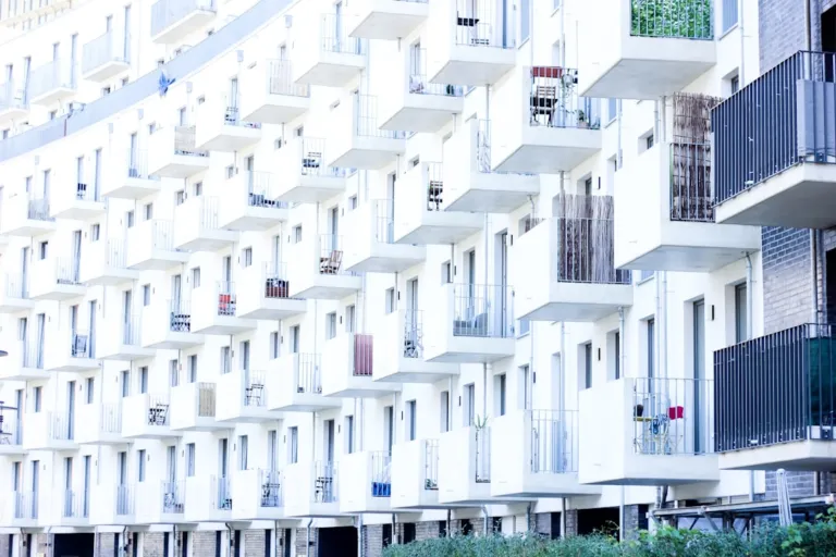 white painted concrete buildings